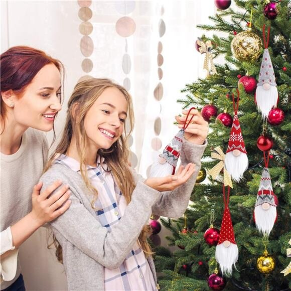 Gnome Christmas Ornaments Set of 4, Handmade Swedish Tomte Gnomes - Picture 5 of 7